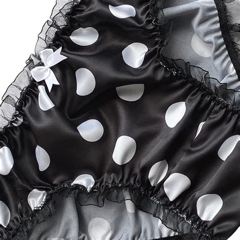 Black White Satin Polkadot Frilly Sissy Panties Bikini Knicker Briefs Size 10 20 Ebay