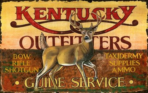 Vintage Kentucky Outfitters Sign Rustic Hunting Outfitters Advertisment