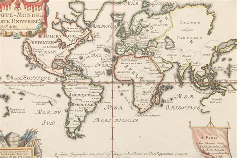 18th Century World Map Engraving Mappe Monde Carte Universelle Ebth