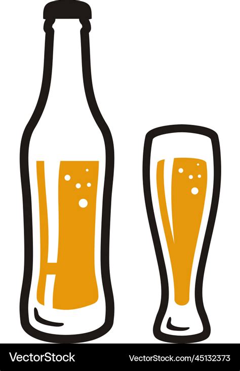 Simple Beer Bottle And Glass Clip Art Royalty Free Vector