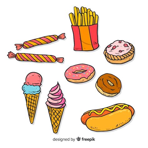 Free Vector Hand Drawn Delicious Snack Collection