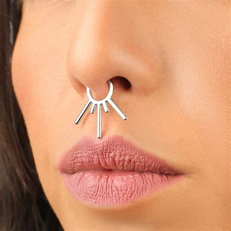 Fake Septum Piercing Faux Septum Fake Nose Ring Hoop Etsy Fake Nose Rings Nose Ring Nose
