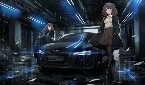 Swav Anime Anime Girls Car Audi Wallpaper Resolution1500x878 Id