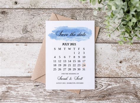 Calendar Save The Date Wedding Template Editable Instant Etsy