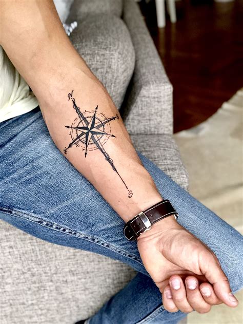 Forearm Arrow Compass Tattoo Men Sacred Tattoo