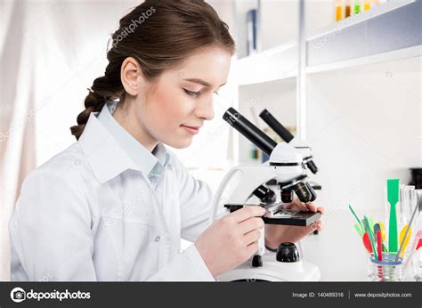 Scientist Working With Microscope — Stock Photo © Dmitrypoch 140489316