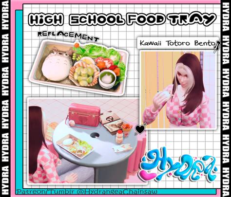 High School Food Replacement Kawaii Totoro Bento Sims 4 Hydrangea