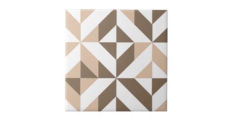 Brown Beige Geometric Cube Pattern Tile Zazzle