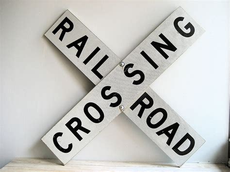Large Vintage Metal Railroad Crossing Sign