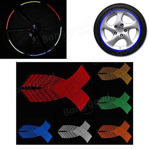 Multi Color Wheel Stickers Reflective Rim Stripe Decal Tape Us259