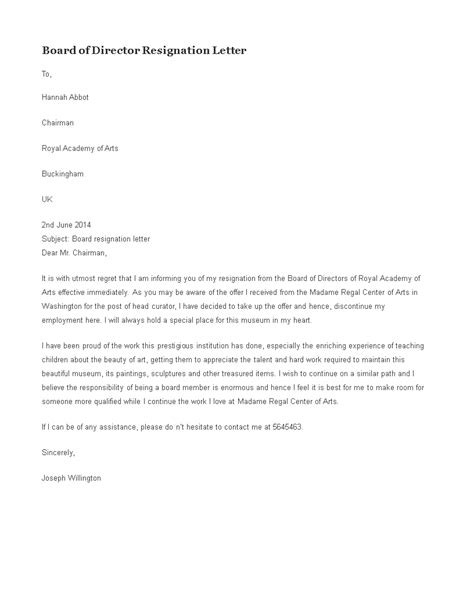 Board Of Director Resignation Letter How To Create A Board Of Director Resignation Letter