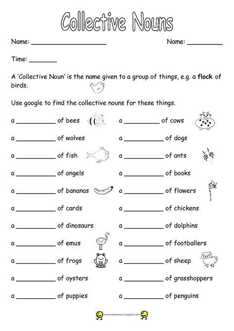 If different kinds are there ( fishes)is used. 18 Best Images of Collective Nouns 2nd Grade Worksheet ...