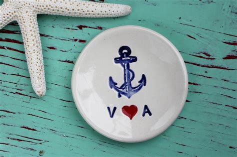 Engagement Ring Dish Anchor Nautical Design Trinket Dish Etsy