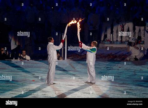 Wayne Gretzky Get The Olympic Torch At The Opening Ceremonies Of The