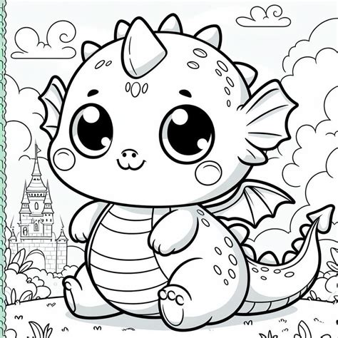 Chibi Dragon Coloring Book Etsy