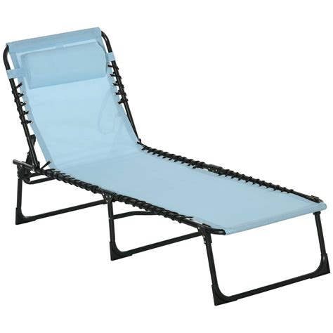 Outsunny Outdoor Folding Chaise Lounge Chair Portable Reclining Garden Sun Lounger With 4
