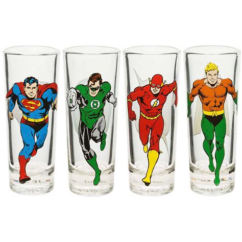 Dc Comics 2 Oz Glasses Set Of 4 Justice League Justice League Dc