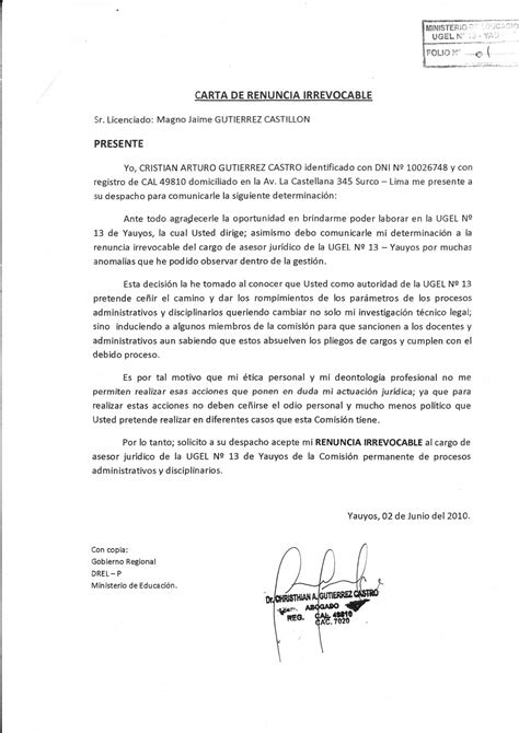 Modelo De Carta De Renuncia Paraguay
