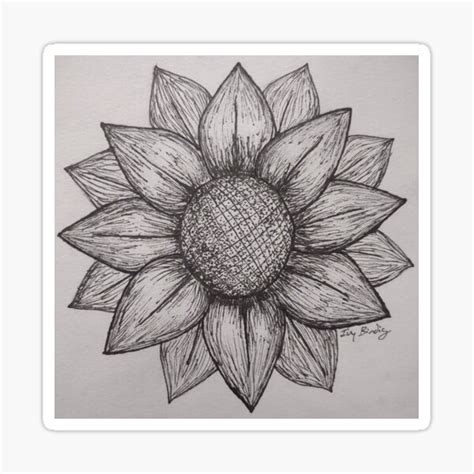 Black And White Sunflower Sticker For Sale By Ivy Bindig Redbubble