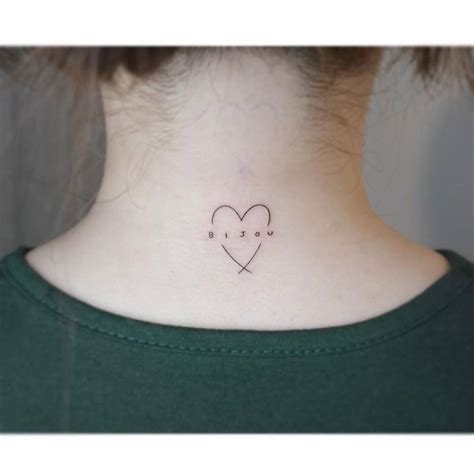 Bijou And Heart Neck Tattoo