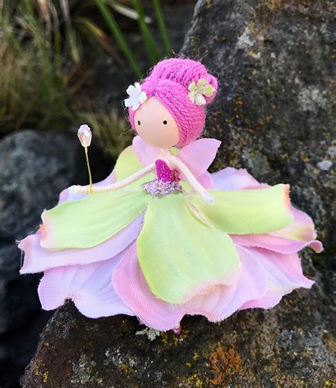 Mini Fairy Doll Flower Fairy Doll Handmade Fairy Pink Etsy Flower