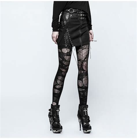 Punk Rock Black Pu Leather Zippered Mini Skirt With Rebelsmarket