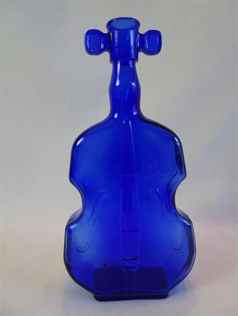 Cello Cobalt Blue Glass Bottle Vintage Musical Instrument Etsy