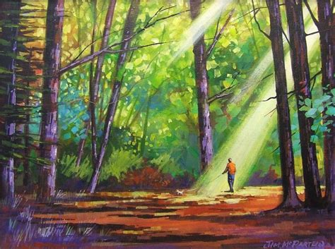 Sunshine In Forest Painting By Jim Mc Partlin Fine Art America