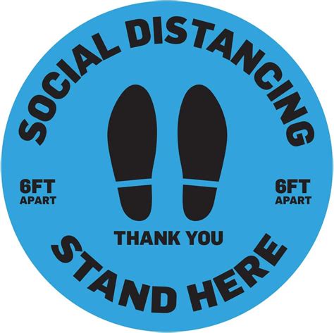 Pack Of 5 11 Round Blue Stand Here Social Distancing