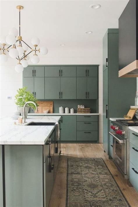 The Best Green Kitchen Cabinet Colors Seaside Green Cabinets And Black