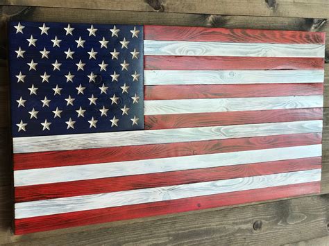 Traditional Wood American Flag, Weather American Flag, Rustic American Flag, Distressed American ...