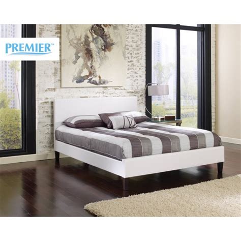 Premier Zurich Faux Leather Full White Upholstered Platform Bed Frame