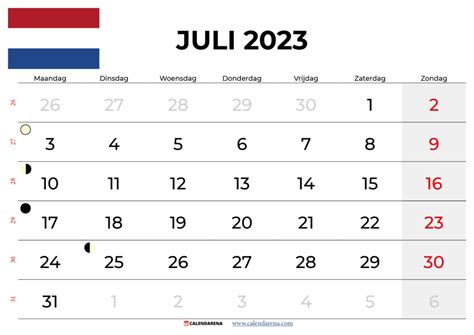 Kalender Juli 2023 Nederland Zum Ausdrucken
