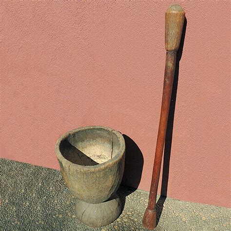 A Large Old Antique Traditional West African Mortar And Pestle Pounder