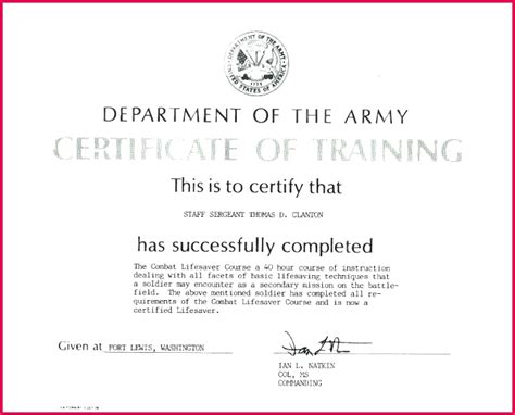 4 Us Army Certificate Of Training Template 59664 Fabtemplatez