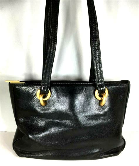 Tignanello Vintage Black Leather Shoulder Bag Gem