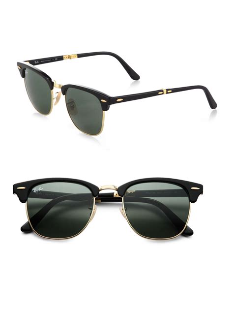 Ray Ban Folding Clubmaster Sunglasses In Black Lyst