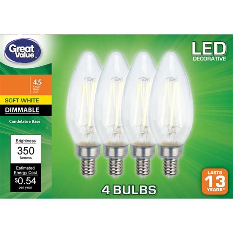 Great Value Led Light Bulb Watts W Equivalent B Deco Lamp