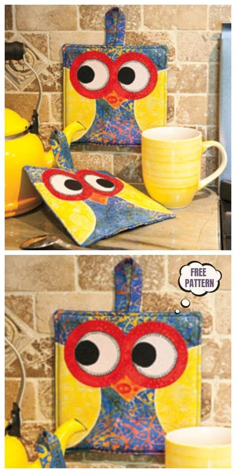 Diy Owl Potholder Free Sewing Patterns Video Sewing Machine Projects Easy Sewing Projects