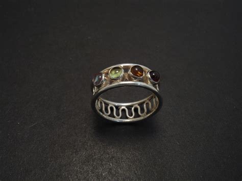 Wireworked Handmade Silver Ring 4 Gemstones Christopher William