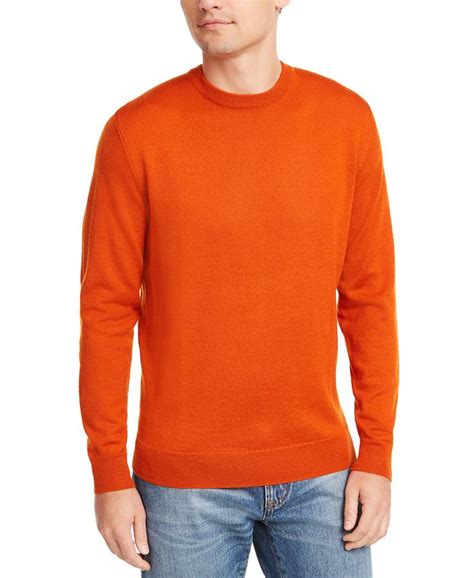 Club Room Mens Solid Crew Neck Merino Wool Blend Sweater Created For