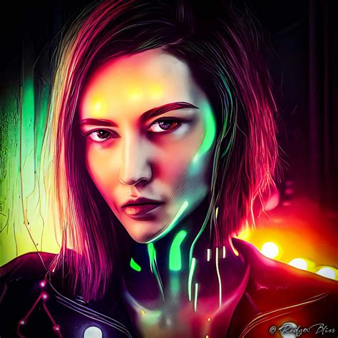 Cyberpunk Girl Futuristic Cyborg Digital Download Cyber City