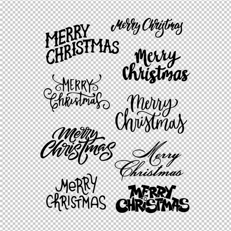 Merry Christmas Words Writing Fonts Bundle Collection Svg Png Eps