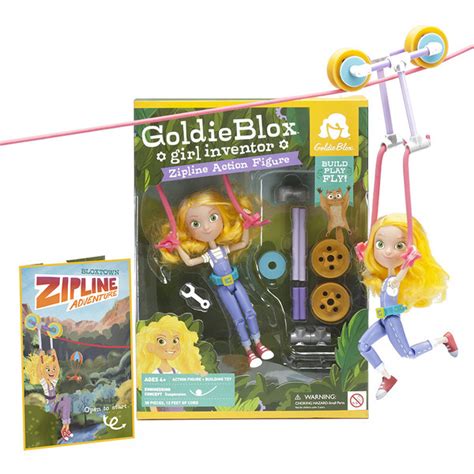 Goldie Blox Girl Inventor Zipline Action Figure Building Blocks