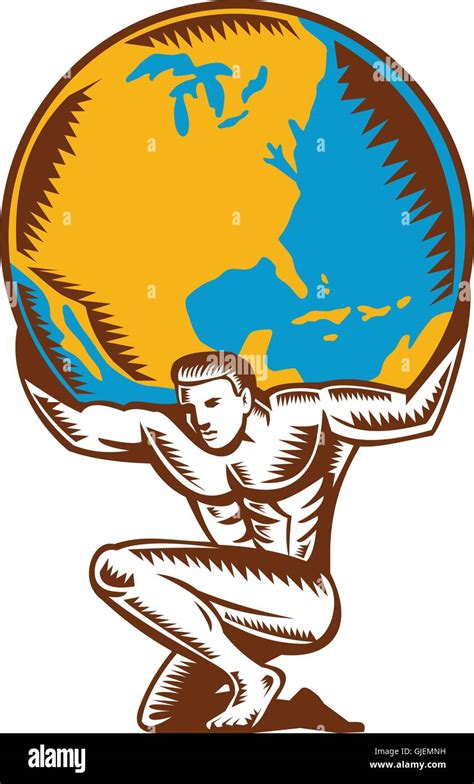 Muscular Man Carrying Globe On Stock Vector Images Alamy