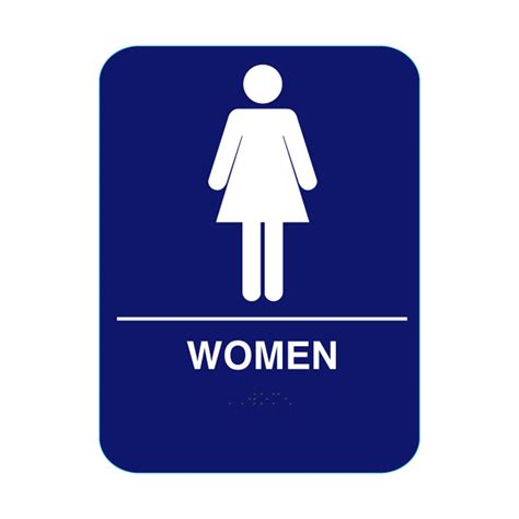 Women Restroom Sign With Braille Blue Cr W68