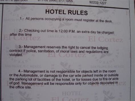 Maybe you would like to learn more about one of these? hotel rules 1 - Picture of Hotel El Cortez, San Felipe ...