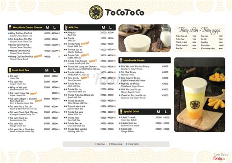 Trà Sữa Tocotoco ở Tp Nam Định Nam Định Menu Thực đơn And Giá Cả