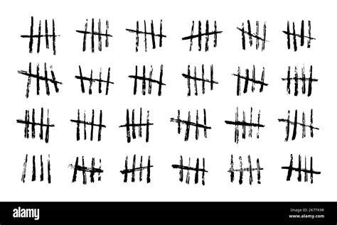 Isolated Tally Marks Prison Days Counting Wall Hash Symbols Grungy