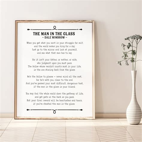 Man In The Glass Poem Print Guy In The Glass Dale Wimbrow Etsy Australia